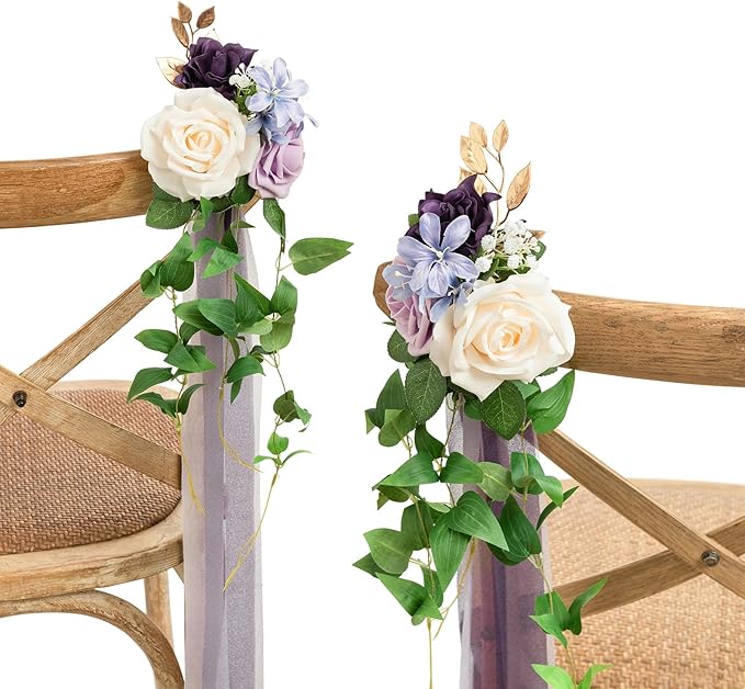 Ling's moment 8pcs Wedding Artificial Aisle Pew Flowers Chair Decorations by LingsMoment