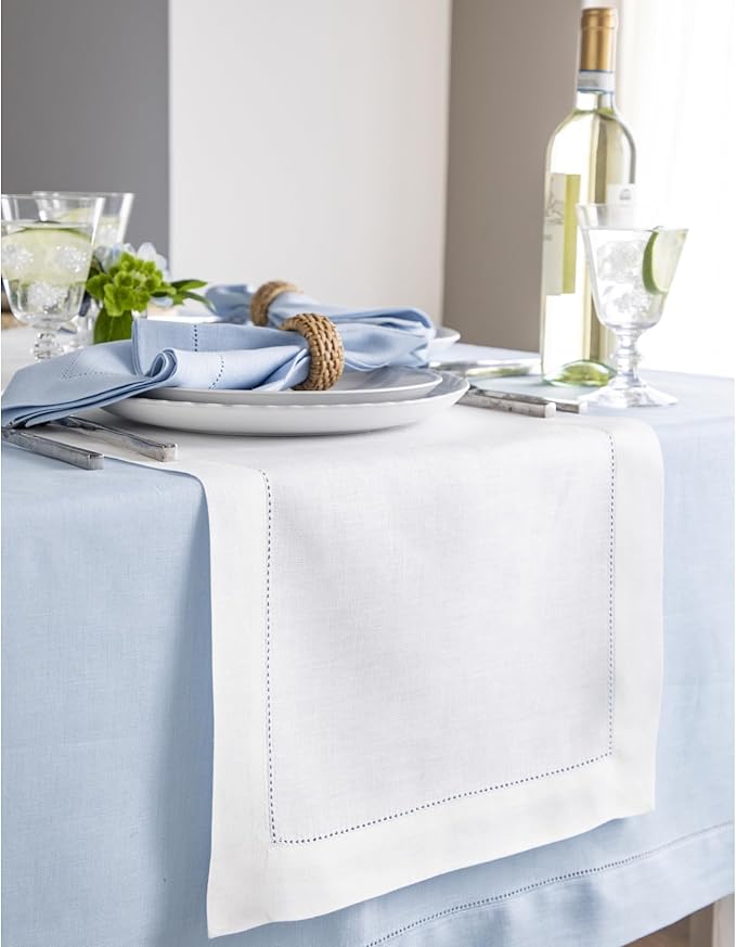 Solino Home Linen White Table Runner 48 Inches - Image 2