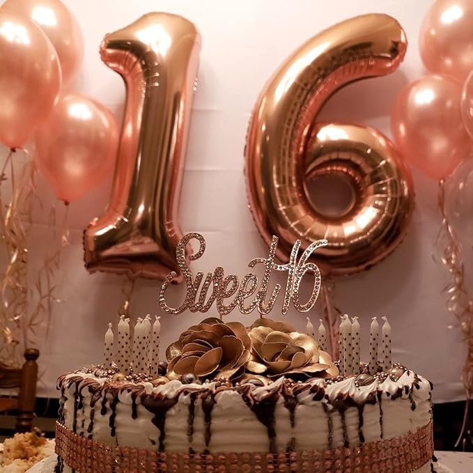 40" Rose Gold Number 0 Balloon for Girls, Large Self Inflating Helium Foil - Image 8