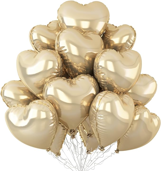 Champagne Gold Heart Balloons by Sowide