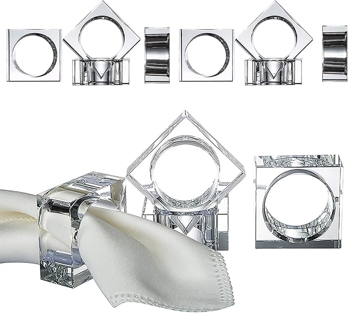 Crystal Napkin Holder Rings Square Design Christmas Decorations by DONOUCLS