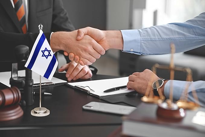 Israel Israeli Deluxe Desk Flag Set Small Mini Miniature Israel Israeli Table - Image 2
