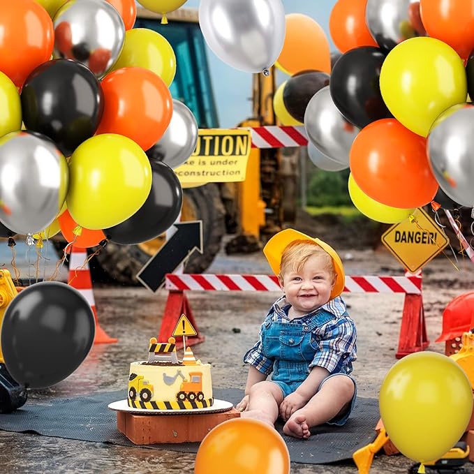 Paready Black Orange Yellow Balloons, Car Theme Party Balloon - Image 4