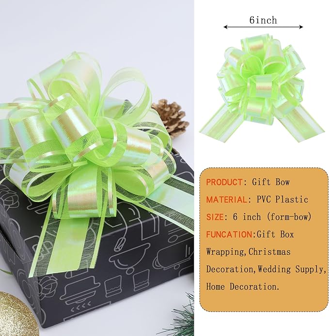 12 Pieces Laser Pull Bows 6 Inch Gift Wrapping Pull Bows - Image 3