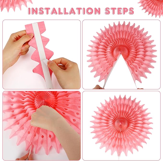 12PCS Paper Fans Colorful Rainbow Pastel Party Decorations Tissue Paper Flowers - Image 3