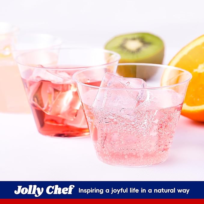 JOLLY CHEF 9 oz Clear Disposable Plastic Cups, 100 Pack Clear Plastic Cups - Image 7