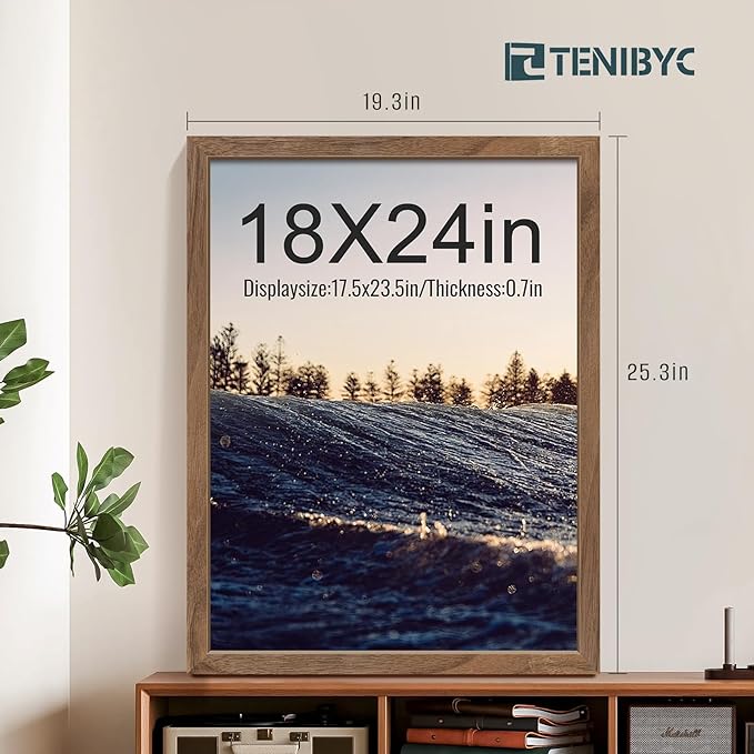 18x24 Frame Walnut 4 Pack, Display Pictures, Horizontal or Vertical Wall Hanging - Image 2
