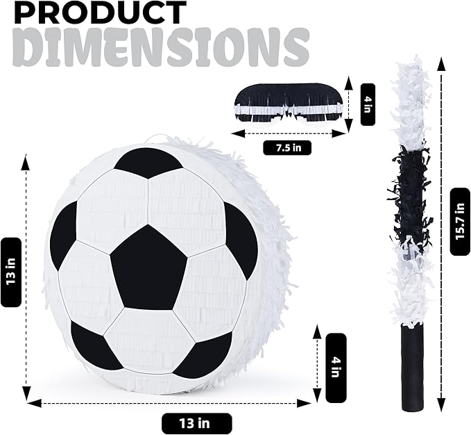 New Soccer Pinata Bundle with a Blindfold and Bat, Soccer Ball Pinata - Image 2