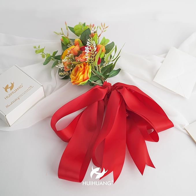 HUIHUANG Red Ribbon 1-1/2 inch Satin Ribbon - Image 6