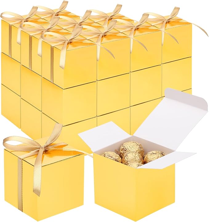 EUSOAR Small Gift Boxes with Lids, Cube Candy Box Mini Muffins Macaron Container by EUSOAR