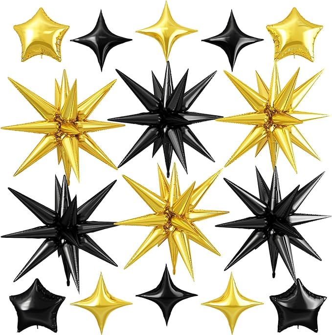 Black Gold Star Balloon by Cledeco