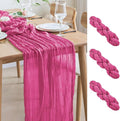 Asee'm 3pcs Cheesecloth Table Runner 120 Inches Long Deep Pink Boho Gauze by Aseem