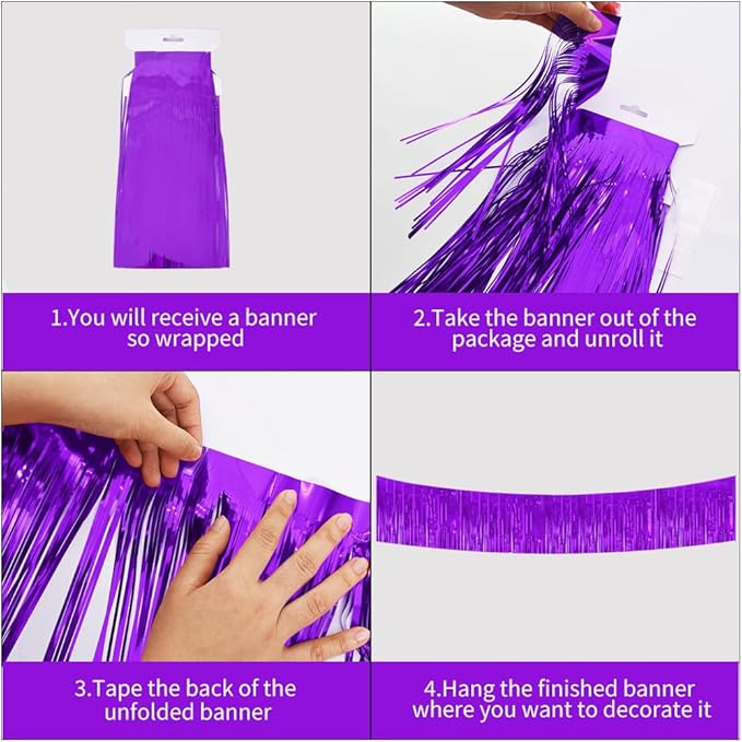 BEISHIDA 3 Packs 30 Feet Metallic Foil Fringe Garland Tinsel Streamers，Shiny - Image 3