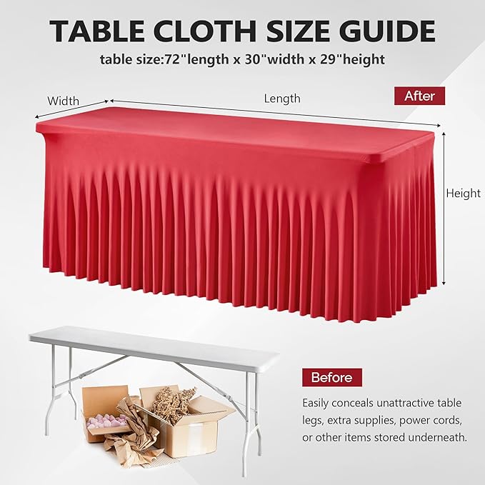 Wish Care 6 Pack Red Spandex Table Clothes - Image 3