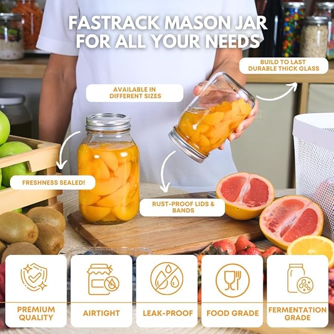 FastRack Regular Mouth Mason Jars 16 oz - Image 4