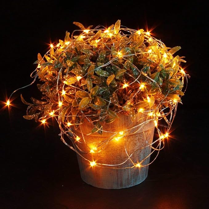 CYLAPEX 12 Pack Orange Fairy Lights String Battery Operated Fairy Lights Starry - Image 5