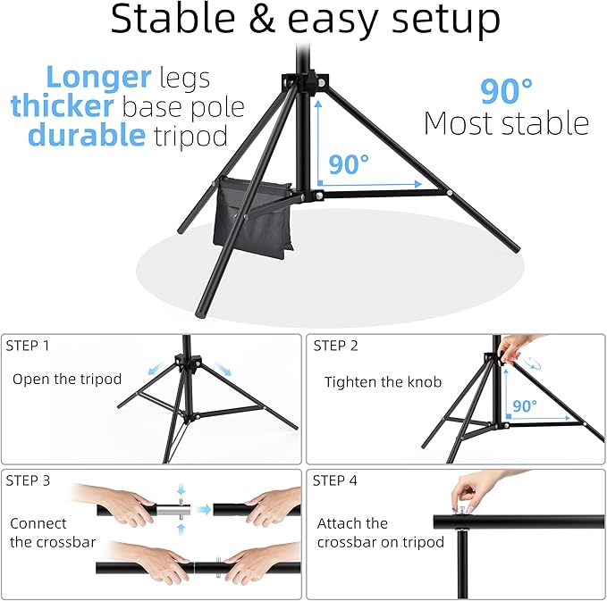 Photo Backdrop Stand 9ft x 10ft Photograhy Adjustable Background Stands Support - Image 4