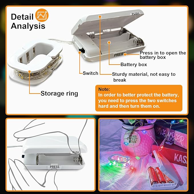 2 Pack 16Ft 50 LED Fairy Lights Mini String Lights Waterproof - Image 2