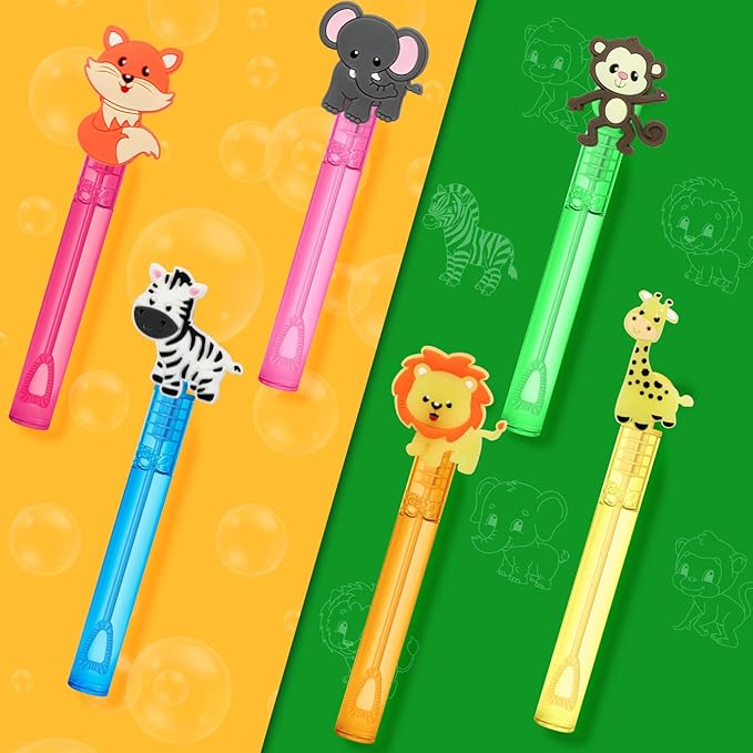 24 Jungle Animal Party Favors Bubble Wands - Image 3