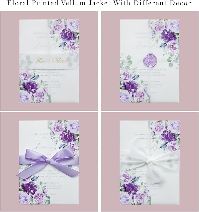 PONATIA 50 PCS Purple Vellum Jackets - Image 3