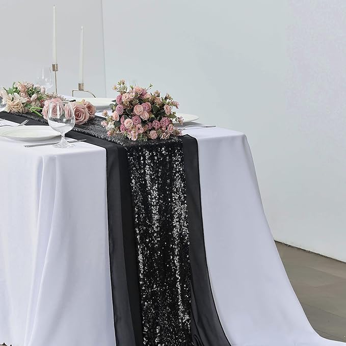 5 Pack 10Ft Black Chiffon Table Runner Sheer 29x120 Inch - Image 8