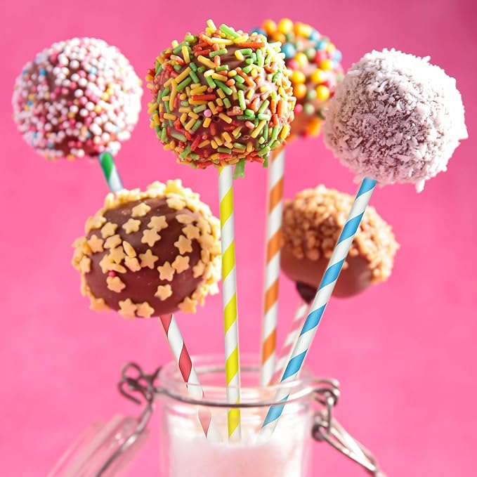 200 Striped Paper Straws, Biodegradable Disposable Drinking Colorful Straws - Image 5