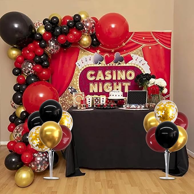 TONIFUL 4 Set Burgundy Red Black Gold Balloon Stand Centerpiece Table - Image 5