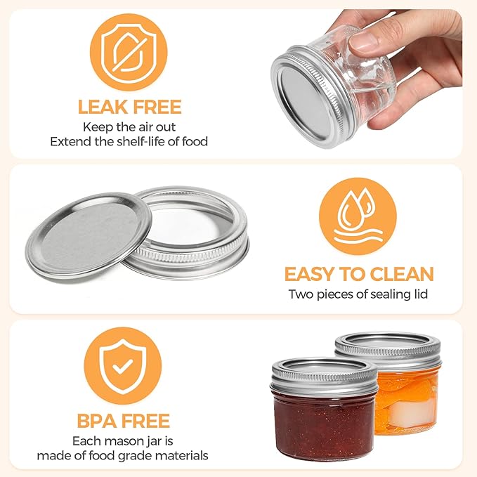 ComSaf Mini Mason Jars 4oz - Image 3