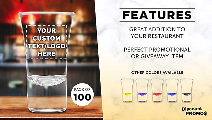 Custom 2 oz. Lord Shooter Etched Shot Glasses, 100 pack, Personalized Text - Image 2