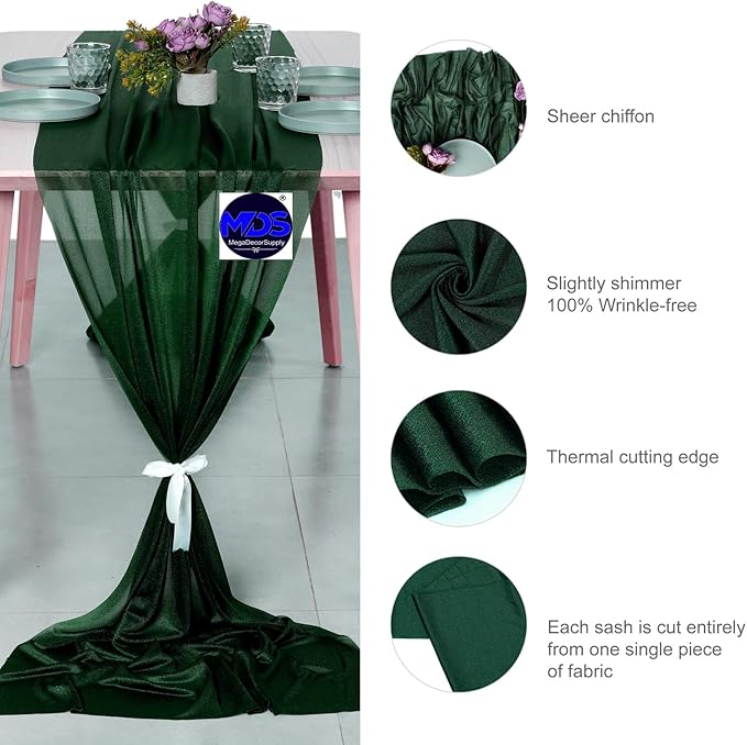 MDS 5 Pack 10ft Chiffon Table Runner 29 x 120 Inches Sheer Wedding Runner - Image 6