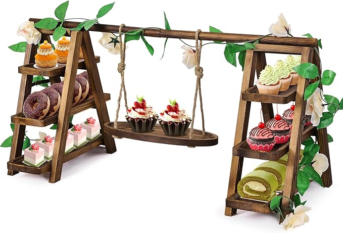 Wooden Cupcake Stand, 3 Tier Cake Stands Party Food Display Serving Platter by Unknown