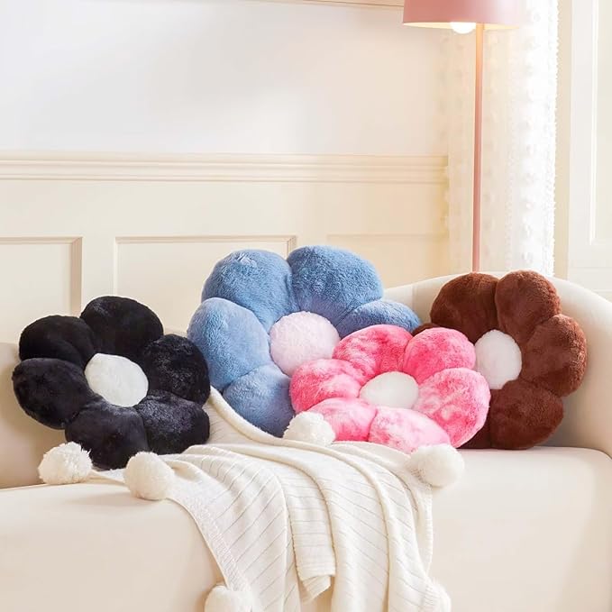 Dusty Blue Flower Shaped Throw Pillow - Image 3