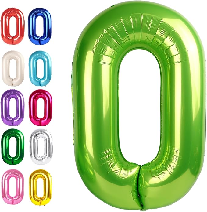 Light Green 40 Inch 0 Number Balloons, 0 Decorations by Upgesy