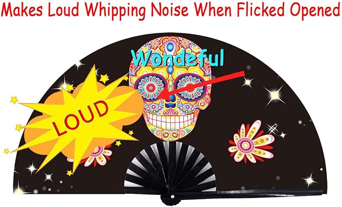 Amajiji Large Folding Hand Rave Fan Popping Fan - Image 6