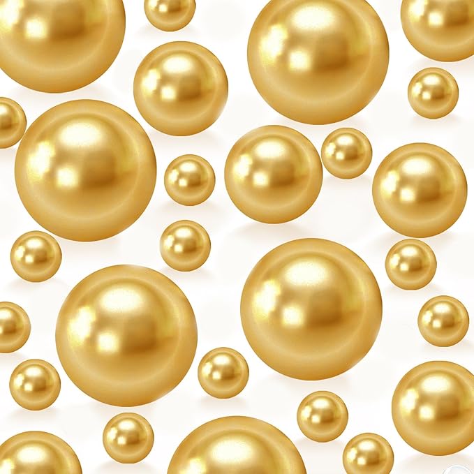 300Pcs Gold Polished No Hole Faux Pearl Beads by Cusmation