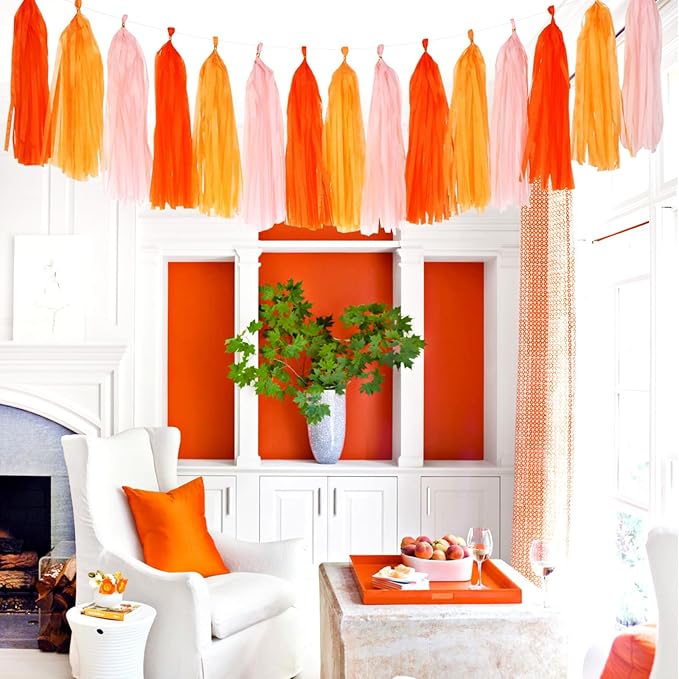 Pink-Orange Groovy Party-Decorations Tassel-Garland - Image 6