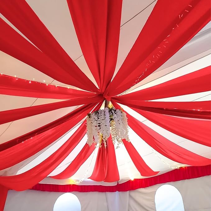 6 Panels Red Ceiling Drapes for Wedding 5ftx10ft Chiffon Fabric Arch Draping - Image 7