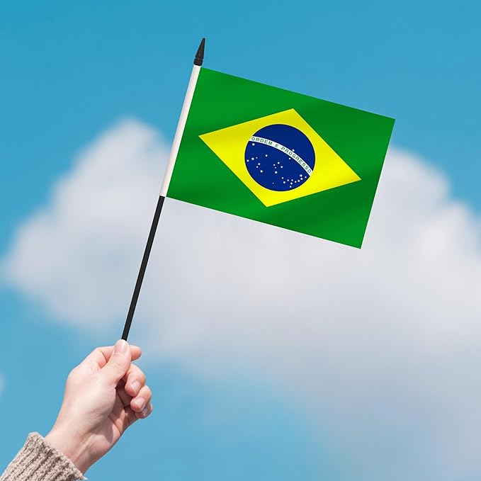 2 Pack Brazil Desk Flag Set, Brazilian Desktop Small Miniature Table Office Flag - Image 7
