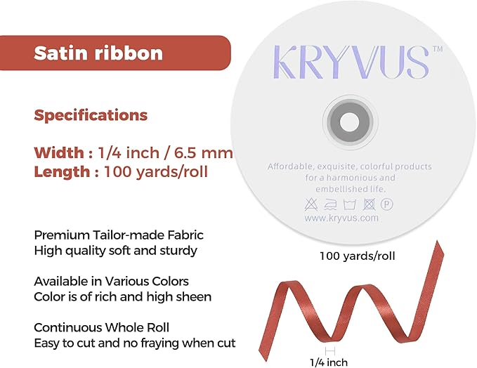 Copper Satin Ribbon 1/4 inch X Continuous 100 Yards, Single Face Polyester - Image 3