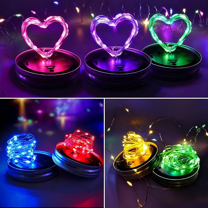 ZNYCYE Mason Jar Solar Lights for Outside, 12 Pack 30LED Fairy Firefly Lights - Image 4