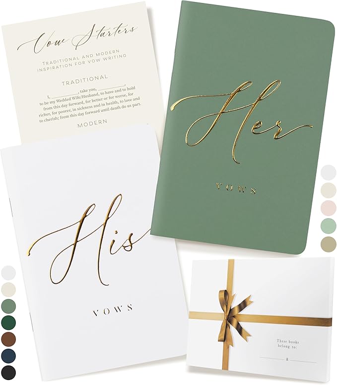 ARTESORI Wedding Vow Book for Her & Him, Soft Touch, 28 Lined Pages, Wedding by Artesori