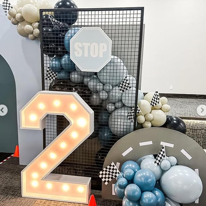 Race Car Balloon, Dusty Blue Black Latex Balloon - Image 5