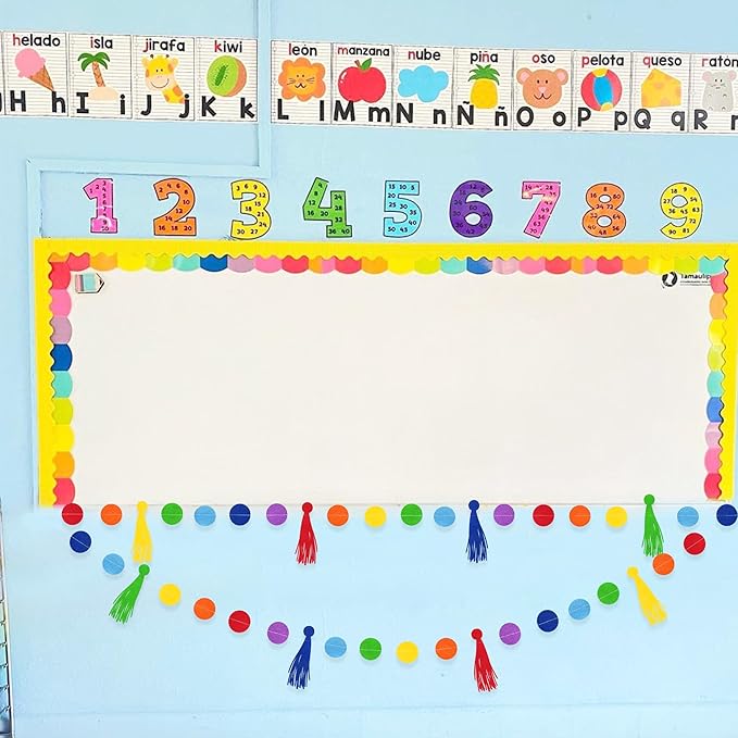 Rainbow Decorations Colorful Felt Tassel Circle Dot Garland Banner Rainbow - Image 5