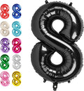 Black Foil Number 8 Balloon 40 Inch, Helium Mylar Eight Numbers 8 18 28 38 48 by Upgesy