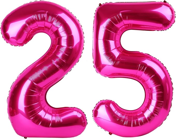 Hot Pink 40 Inch Large Number 25 Birthday Balloon, 25 25th Birthday Celebration by Upgesy