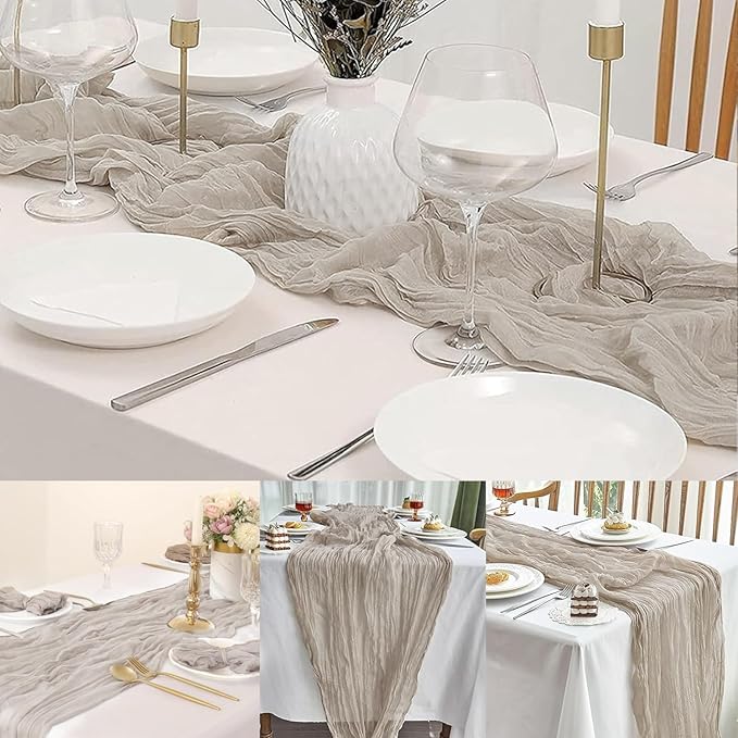 12 Pack Rose Brown Cheesecloth Table Runner 10FT Rustic Gauze Fabric Cheese - Image 6