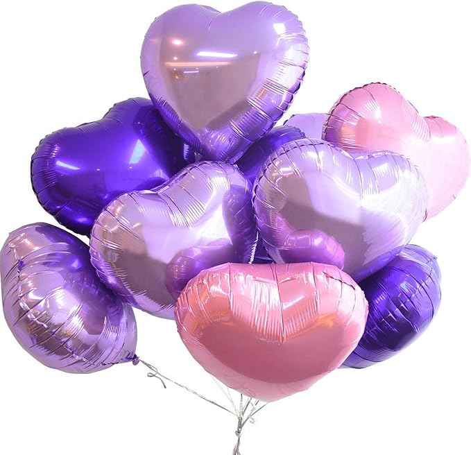 10pcs Pearl Purple Heart Balloons - Image 5