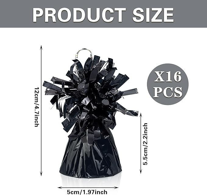 16 PCS Metallic Wrapped Balloon Weights Black Heavy Balloon Weight - Image 2