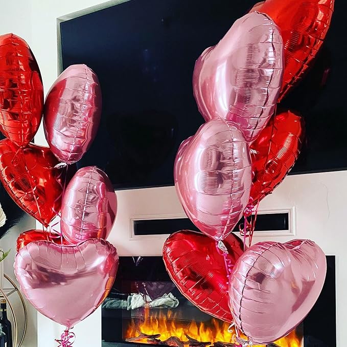 Pink Heart Balloons, 18Inch Pearl Pink Helium Polyester Film Balloon - Image 6