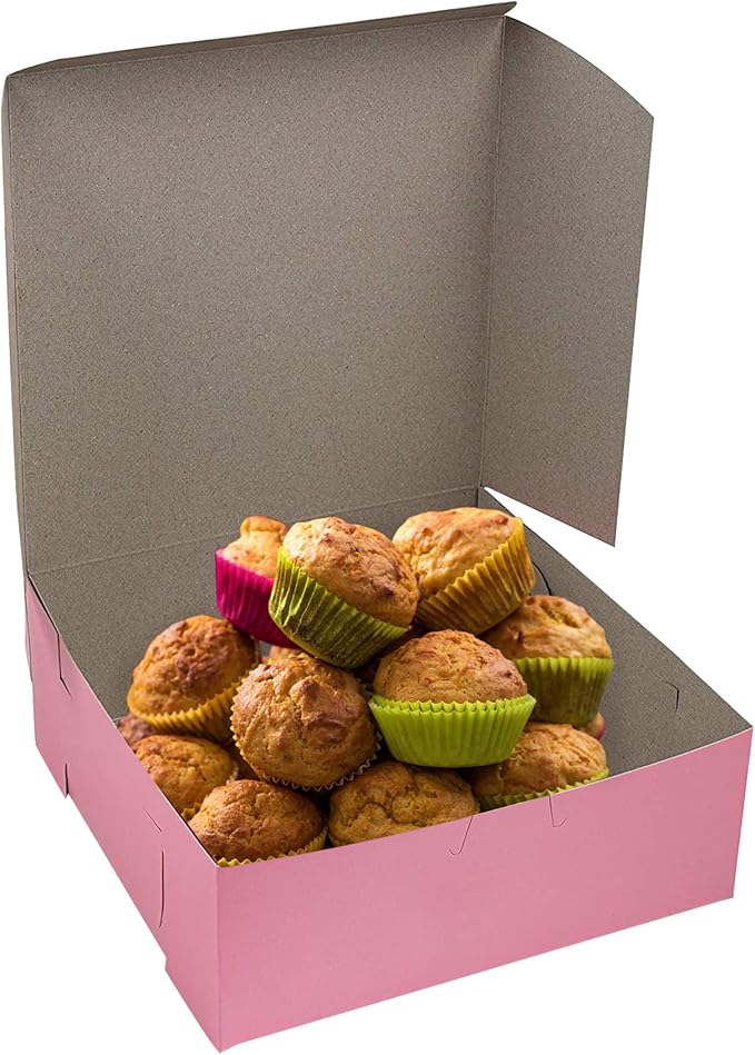 MT Products Pink Cupcake Boxes 8" x 8" x 3" by MTProducts